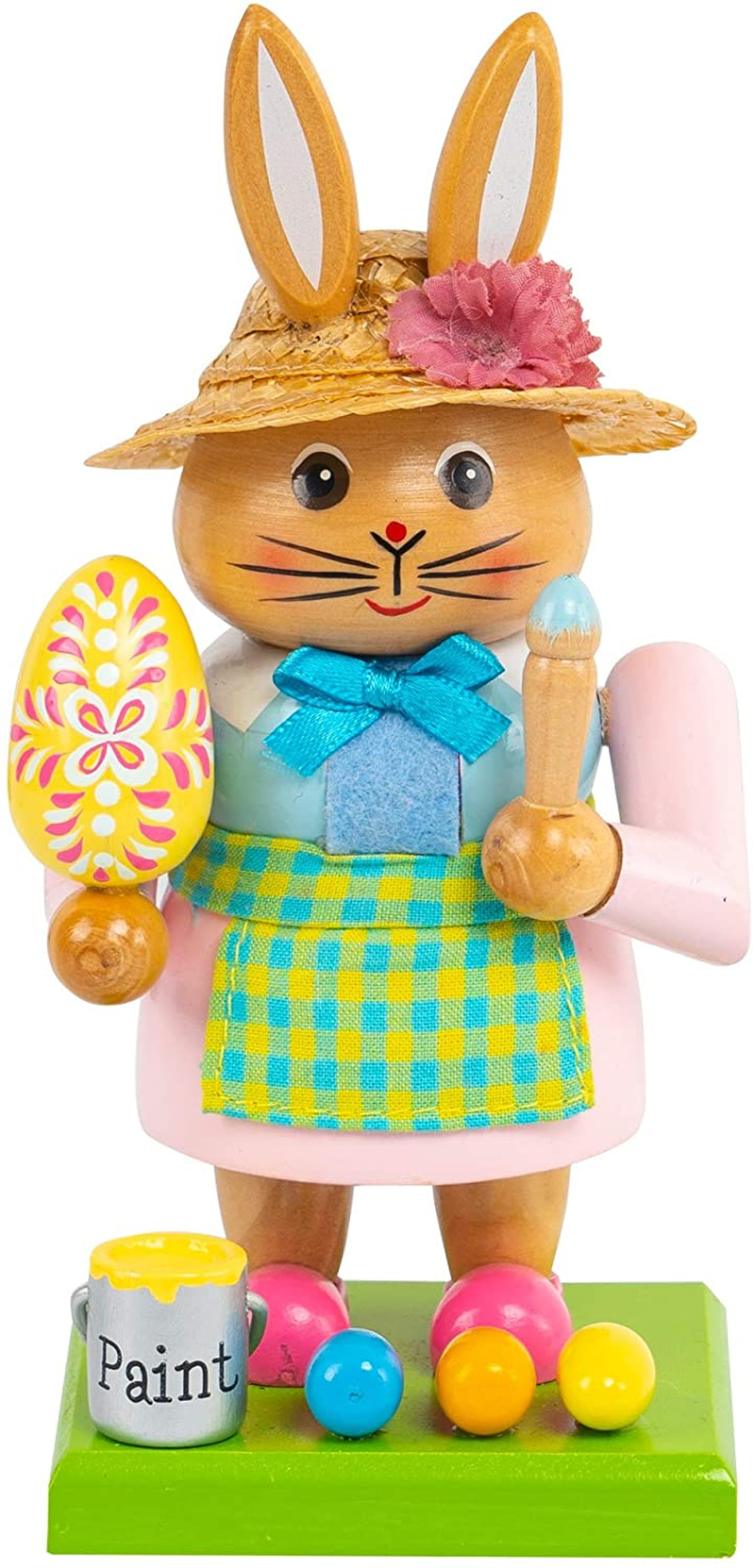FUNPENY 7" Easter Decorations for Bookcase Fireplace Table, Spring Summer Bunny Easter Eggs Signs Decor,Wooden Rabbit Nutcrackers Figures Bunny Signs Figurines Decor for Home,Bedroom,Inside,Indoor Home & Garden > Decor > Seasonal & Holiday Decorations FUNPENY 1  