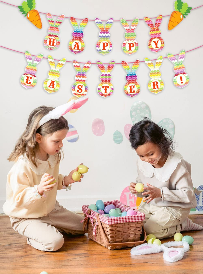 Happy Easter Banner, Easter Party Decorations for the Home,Spring Easter Mantel Fireplace Hanging Decor Home & Garden > Decor > Seasonal & Holiday Decorations FKEYTO   