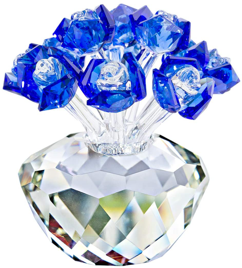H&D Spring Bouquet Crystal Glass Flowers Yellow Rose Figurine Ornament Gift-Boxed Home & Garden > Decor > Vases H&D No.2  