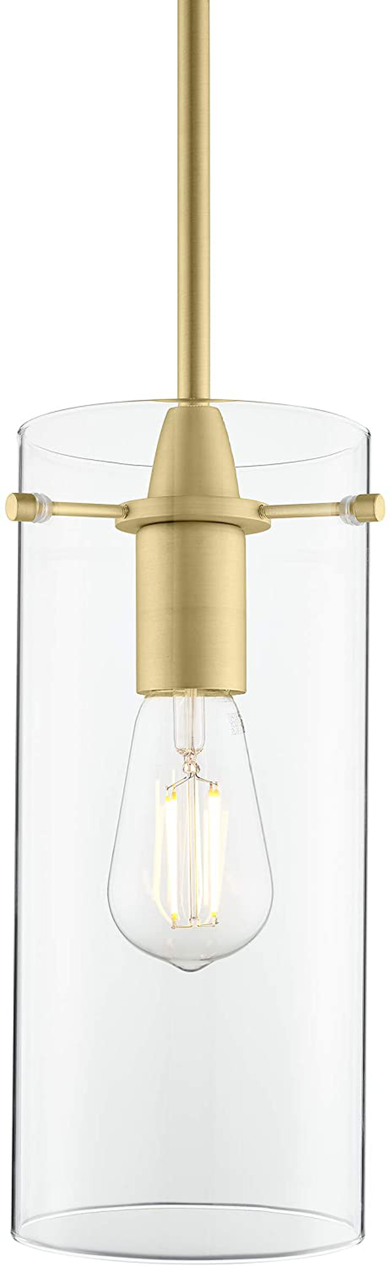 Gold Pendant Light - Modern Effimero Mini Pendant Lighting for Kitchen Island Decor - Clear Glass Fixture with Large Lamp Shade