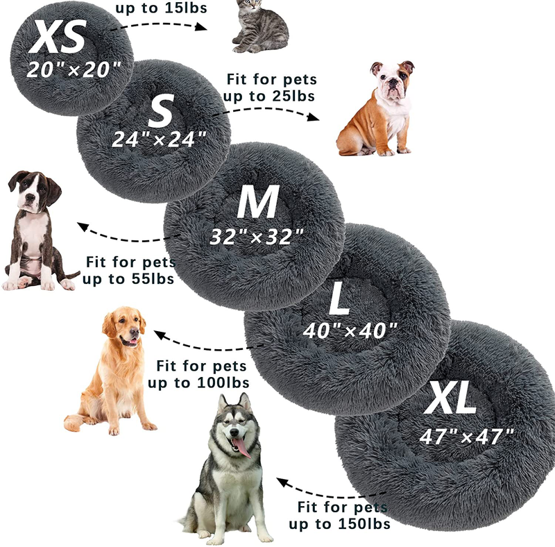 Momopal Donut Dog Bed,Anti-Anxiety Calming round Pet Bed for Dog Cat,Washable Faux Fur Dog Beds& Furniture for Small Medium Large Dogs Cats Animals & Pet Supplies > Pet Supplies > Cat Supplies > Cat Beds MoMoPal   