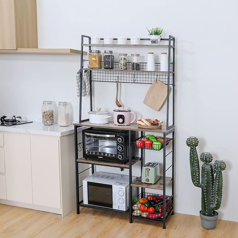 Kitchen Baker’S Rack with Storage, 68Inch Microwave Oven Stand with Pull-Out Wire Basket 12 Hooks,5 Tier Storage Shelf with Mesh Panels for Utensils, Pots, Pans, Spices Home & Garden > Kitchen & Dining > Food Storage Sonyabecca   