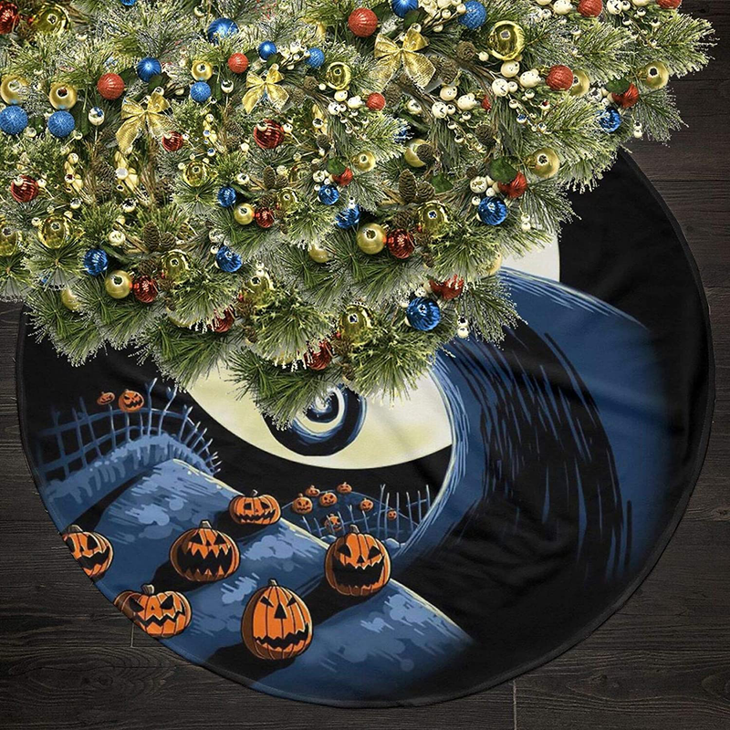 JEEFANS The Nightmare Before Christmas Christmas Tree Skirt, for Xmas Holiday Party Supplies Large Tree Mat Decor, Halloween Ornaments 36 Inch Home & Garden > Decor > Seasonal & Holiday Decorations > Christmas Tree Skirts JEEFANS   