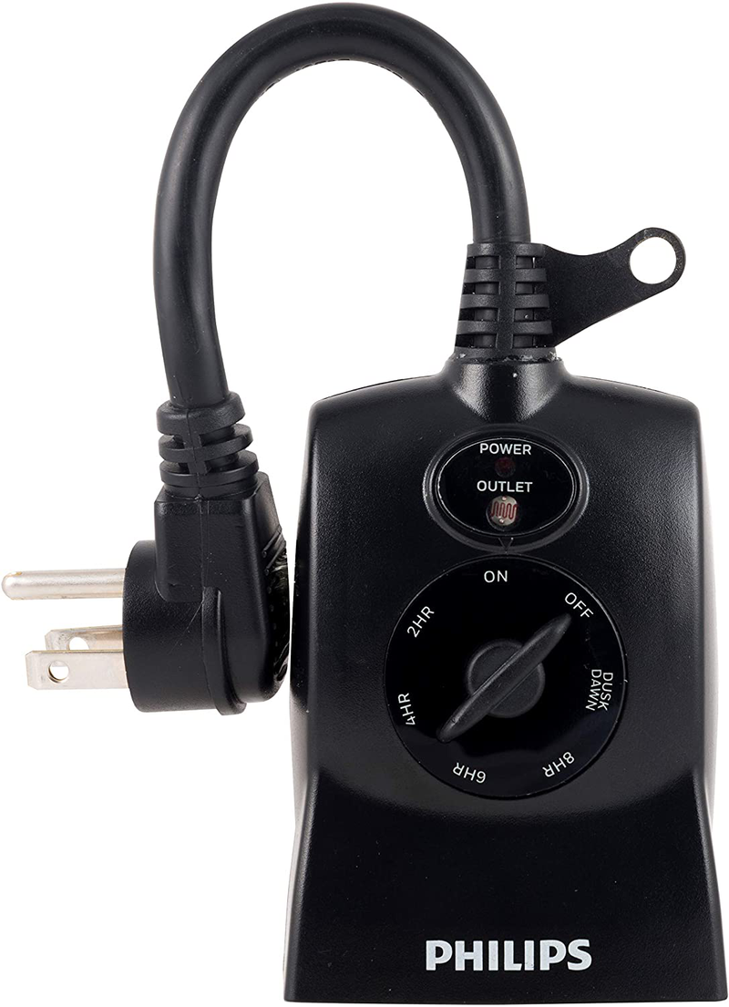 Philips Light-Sensing Plug-in Outdoor Mechanical Timer, Preset/Countdown, Dawn-to-Dusk, 2 Polarized Outlets, Override Switch, Ideal for landscape, Seasonal Lighting, Décor, SPC1240AT/27 Home & Garden > Lighting Accessories > Lighting Timers PHILIPS Default Title  