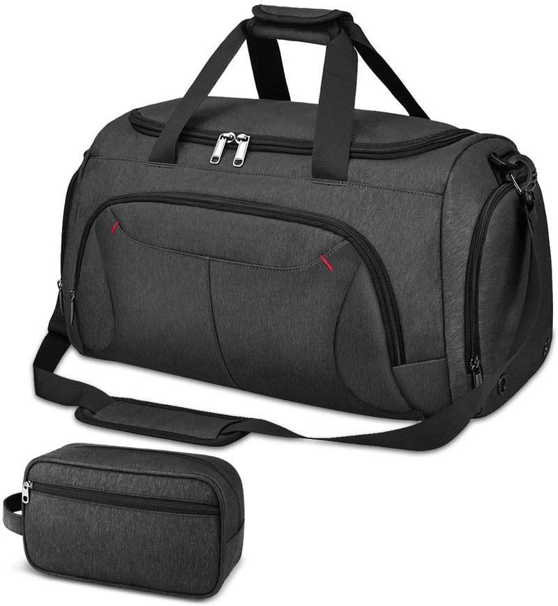 Gym Duffle Bag Waterproof Large Sports Bags Travel Duffel Bags with Shoes Compartment Weekender Overnight Bag Men Women 40L Black Home & Garden > Household Supplies > Storage & Organization NUBILY Dark Black  