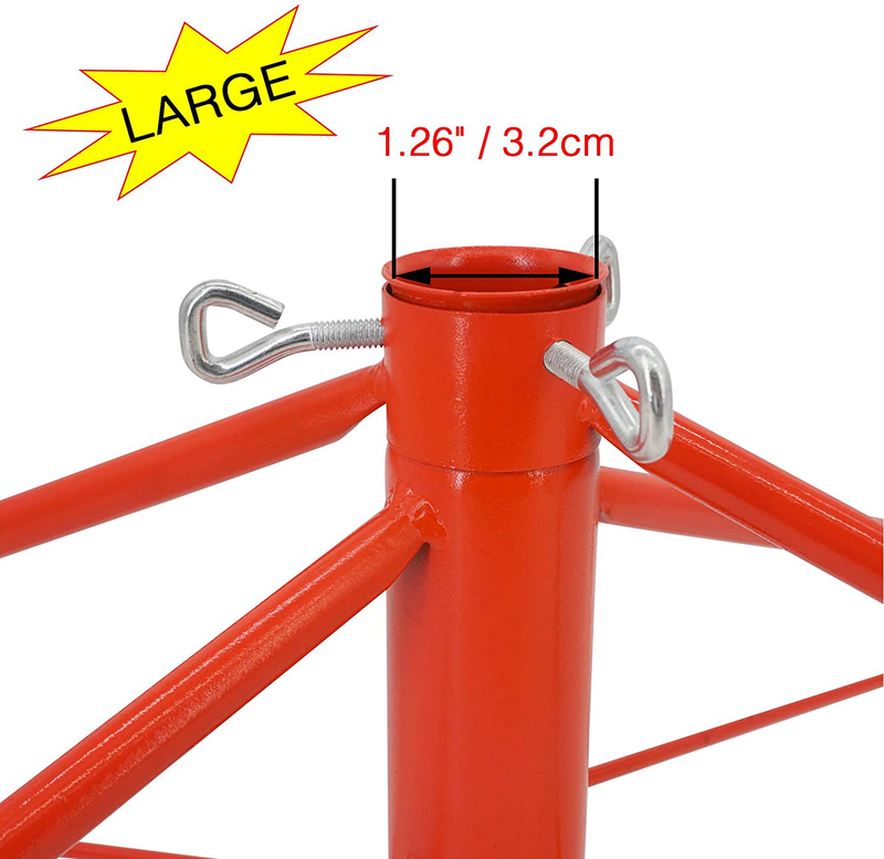 OVOV 19.7 Inch Christmas Tree Stand 4 Foot Base Iron Metal Bracket Rubber Pad with Thumb Screw (Red)