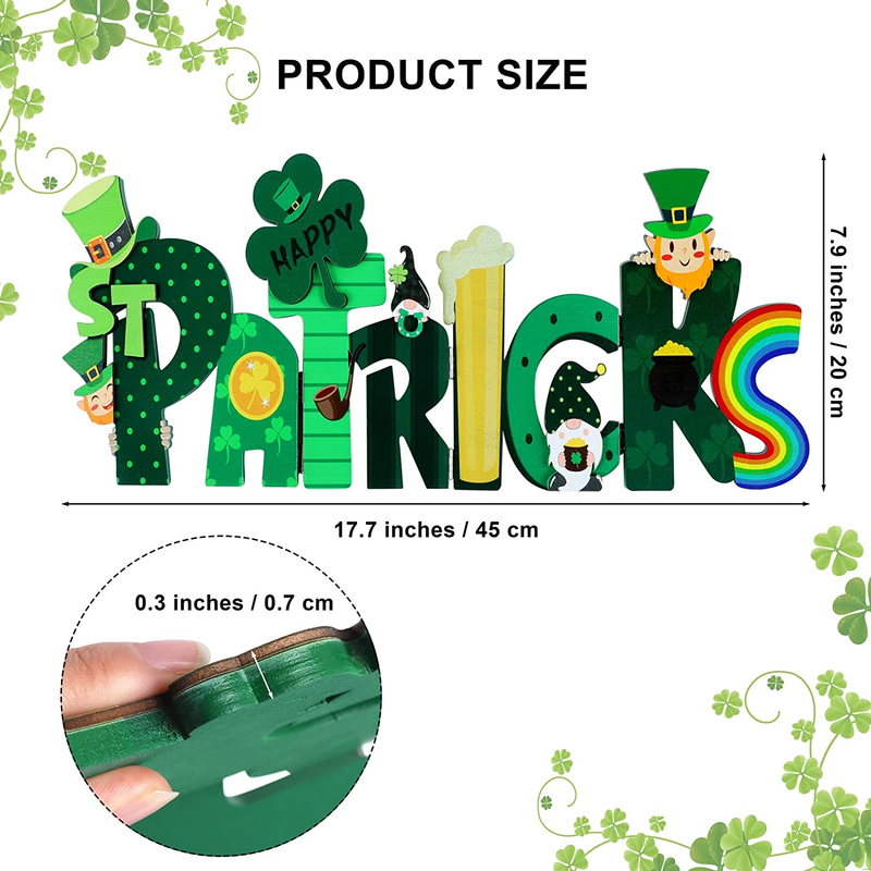 Fovths St. Patrick'S Wooden Screen Sign 17.7 X 7.9 X 0.3 Inches Wooden Table Ornaments for St. Patrick'S Day Shamrock St. Patrick'S Day Table Sign Decoration for Home Office Arts & Entertainment > Party & Celebration > Party Supplies Fovths   
