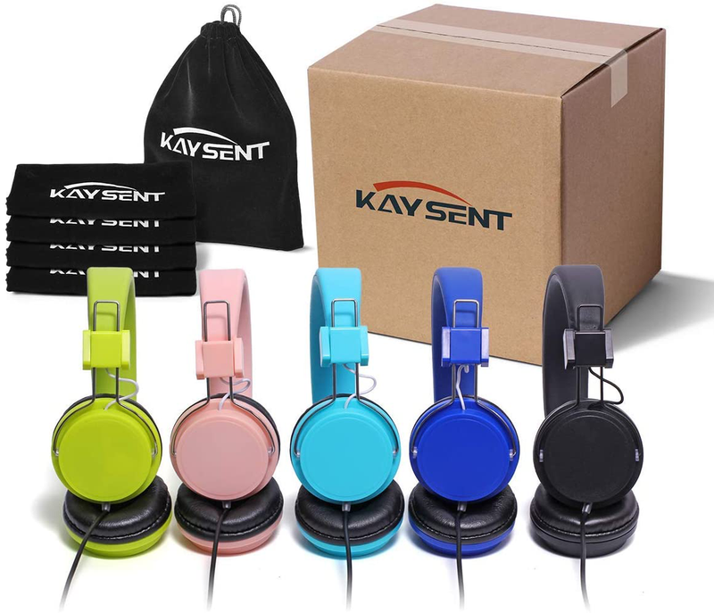Kaysent Heavy Duty Classroom Headphones Set for Students - (KPB-10Mixed) 10 Packs Multi-Colors Kids' Headphones for School, Library, Computers, Children and Adult(No Microphone)