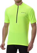 Spotti Men's Cycling Bike Jersey Short Sleeve with 3 Rear Pockets- Moisture Wicking, Breathable, Quick Dry Biking Shirt Sporting Goods > Outdoor Recreation > Cycling > Cycling Apparel & Accessories Spotti Hi-viz Yellow Large 