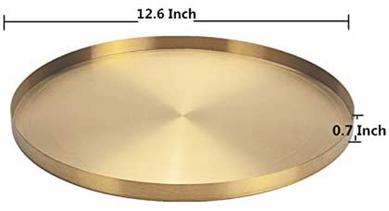IVAILEX Gold Stainless Steel Round Jewelry and Make up Organiser/Candle Plate Decorative Tray (12.6 inches) Home & Garden > Decor > Decorative Trays IVAILEX   
