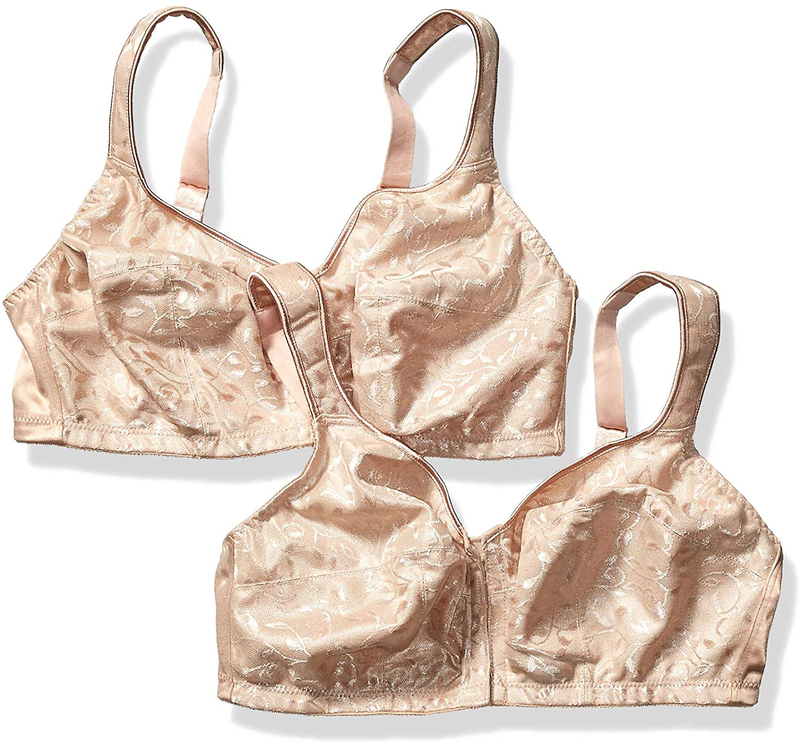 Just My Size Women's Easy On Front Close Wirefree Bra MJ1107 Apparel & Accessories > Clothing > Underwear & Socks > Bras JUST MY SIZE Nude - 2-pack 48D 