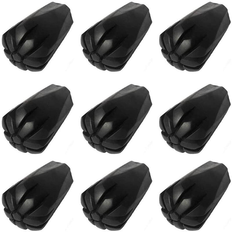 Ruzzut Black Rubber Diamond Trekking Pole Tip Protectors, Hiking Pole Replacement Tips for Trekking Poles, Fits Most Standard Hiking Poles - Shock Absorbing, Adds Grip and Traction