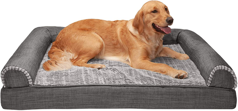 Furhaven Orthopedic, Cooling Gel, and Memory Foam Pet Beds for Small, Medium, and Large Dogs and Cats - Luxe Perfect Comfort Sofa Dog Bed, Performance Linen Sofa Dog Bed, and More Animals & Pet Supplies > Pet Supplies > Dog Supplies > Dog Beds Furhaven Faux Fur & Linen Charcoal Sofa Bed (Cooling Gel Foam) Jumbo (Pack of 1)