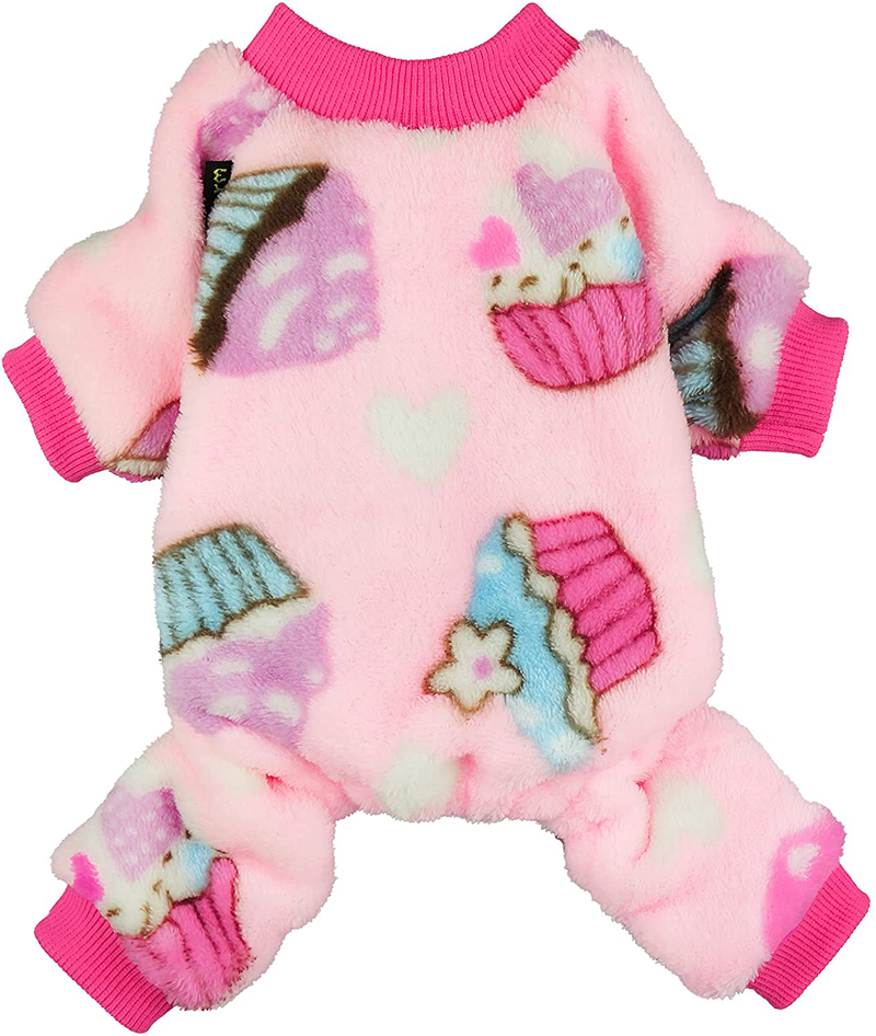 Fitwarm Sweet Cupcake Pet Clothes for Dog Pajamas PJS Coat Soft Velvet Pink XS Animals & Pet Supplies > Pet Supplies > Dog Supplies > Dog Apparel Fitwarm XS  