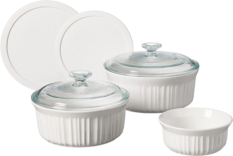 CorningWare French White Round and Oval Ceramic Bakeware, 12-Piece Home & Garden > Kitchen & Dining > Cookware & Bakeware Corningware 7-Piece  