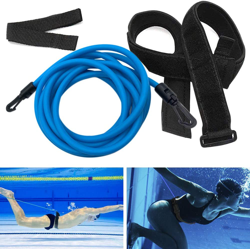 Kenoucle Swim Training Belts Swim Bungee Cords Resistance Bands Swim Tether Stationary Swimming, Swim Harness Static Swimming Belt Sporting Goods > Outdoor Recreation > Boating & Water Sports > Swimming Kenoucle Blue 6mm*10mm*4m 