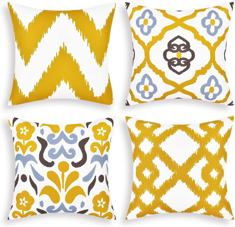 Fascidorm Set of 4 Decorative Pillow Covers Yellow Geometric Pillow Cases 18 X 18 Modern Throw Pillow Covers Cushion Covers Spring Pillow Covers for Bedroom Living Room Home & Garden > Decor > Chair & Sofa Cushions Sunlightfree   