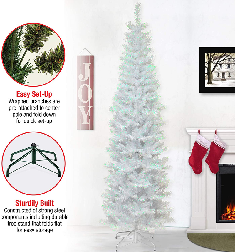 National Tree Company Artificial Christmas Tree | Includes Stand | White Iridescent Tinsel - 6 ft
