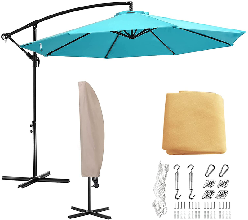 Quictent 20x26ft Sun Shade Sail and 10ft Offset Patio Umbrella Hanging Cantilever Market Umbrella