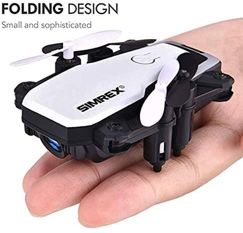 SIMREX X300C Mini Drone RC Quadcopter Foldable Altitude Hold Headless RTF 360 Degree FPV Video WiFi 720P HD Camera 6-Axis Gyro 4CH 2.4Ghz Remote Control Super Easy Fly for Training White