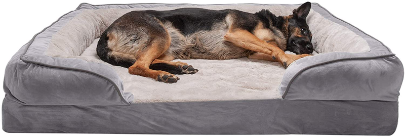 Furhaven Orthopedic, Cooling Gel, and Memory Foam Pet Beds for Small, Medium, and Large Dogs and Cats - Luxe Perfect Comfort Sofa Dog Bed, Performance Linen Sofa Dog Bed, and More Animals & Pet Supplies > Pet Supplies > Dog Supplies > Dog Beds Furhaven Velvet Waves Granite Gray Sofa Bed (Memory Foam) Jumbo Plus (Pack of 1)