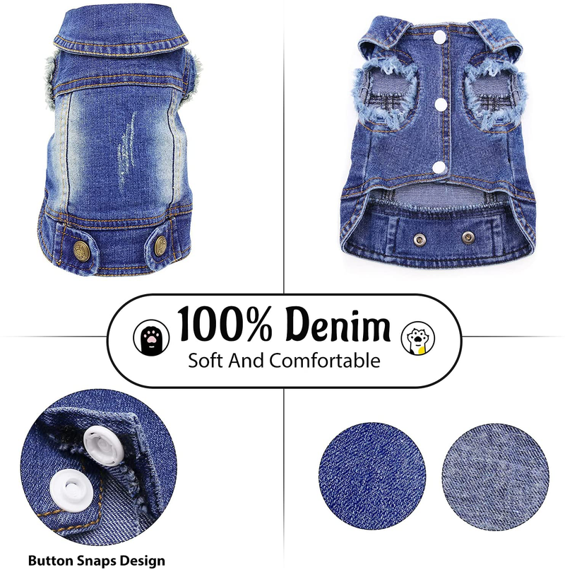 SILD Pet Clothes Dog Jeans Jacket Cool Blue Denim Coat Small Medium Dogs Lapel Vests Classic Hoodies Puppy Blue Vintage Washed Clothes Animals & Pet Supplies > Pet Supplies > Dog Supplies > Dog Apparel SILD   