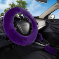 Yontree Fashion Fluffy Steering Wheel Covers for Women/Girls/Ladies Australia Pure Wool 15 Inch 1 Set 3 Pcs (Black) Vehicles & Parts > Vehicle Parts & Accessories > Vehicle Maintenance, Care & Decor > Vehicle Decor > Vehicle Steering Wheel Covers Yontree Purple Short Hair 
