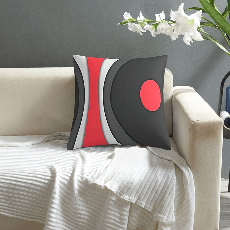 JASMODER Modern Abstract Art Red Black Grey Stripe Set of 2 Pillow Cover Square Pillow Cases Cushion Home Décor 18 * 18 Inch Home & Garden > Decor > Chair & Sofa Cushions JASMODER   
