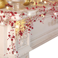 Collections Etc Indoor Christmas Decorations, Festive Lighted Berry Beaded Garland Red- 120" L