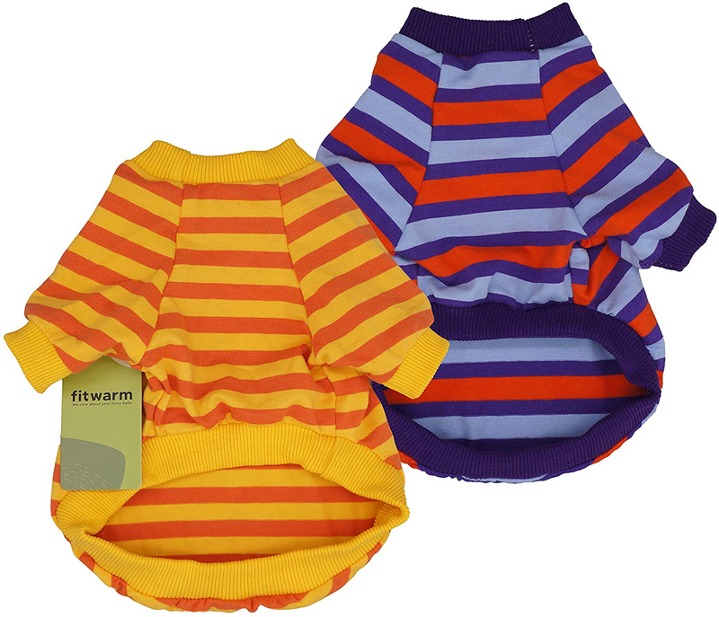 Fitwarm 2-Pack 100% Cotton Striped Dog Shirts for Dog Clothes Puppy T-Shirts Cat Tee Breathable Strechy Animals & Pet Supplies > Pet Supplies > Cat Supplies > Cat Apparel Fitwarm   