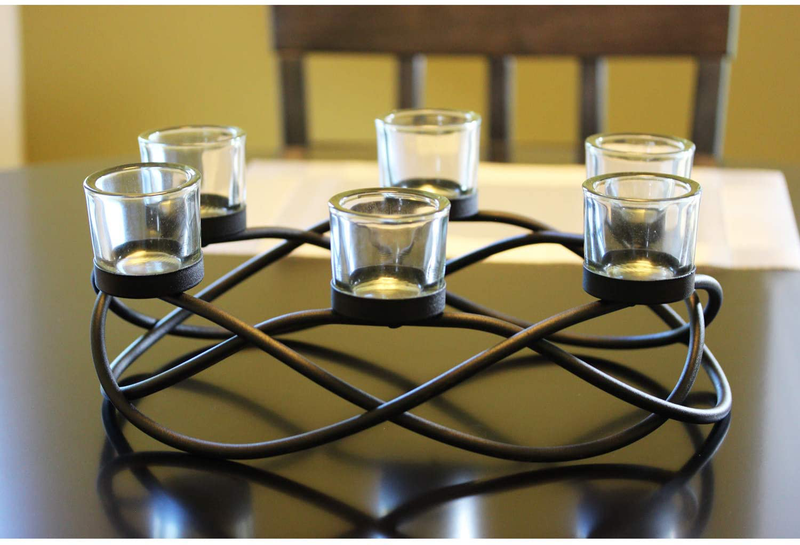 Seraphic Iron Circular Table Centerpiece Candle Holder, Black, Clear Votive 6 Cups Home & Garden > Decor > Home Fragrance Accessories > Candle Holders Seraphic Oval Clear 6-Cup 