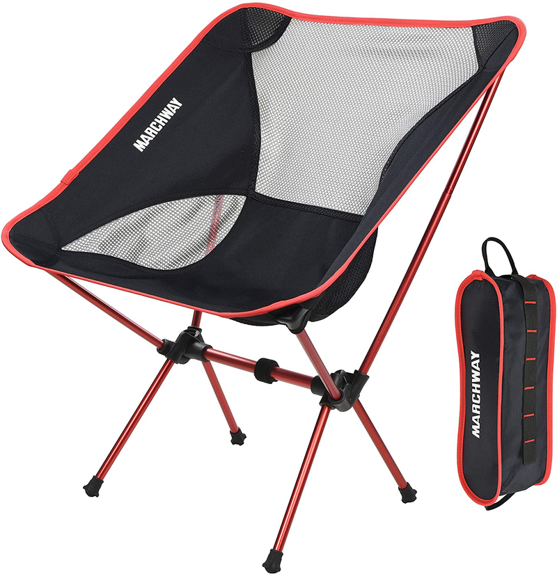 MARCHWAY Ultralight Folding Camping Chair, Portable Compact for Outdoor Camp, Travel, Beach, Picnic, Festival, Hiking, Lightweight Backpacking Sporting Goods > Outdoor Recreation > Camping & Hiking > Camp Furniture MARCHWAY Red  