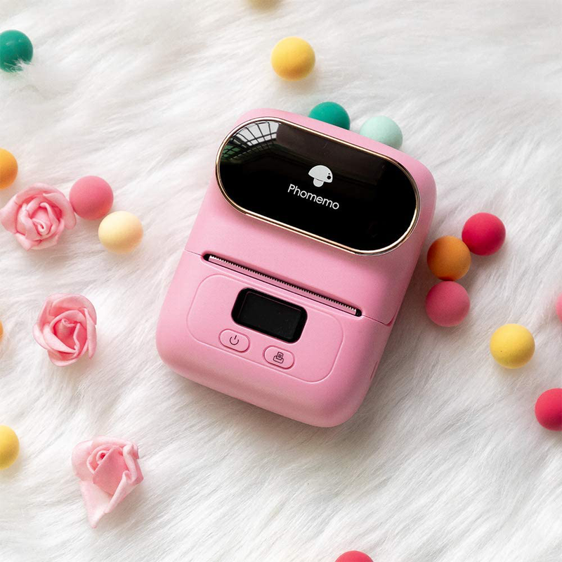 Phomemo-M110 Label Printer- Portable Mini Bluetooth Thermal Label Maker Apply to Labeling, Office, Cable, Retail, Barcode and More, Compatible with Android & iOS System, with 1 40×30mm Label, Pink Electronics > Print, Copy, Scan & Fax > Printer, Copier & Fax Machine Accessories Phomemo   