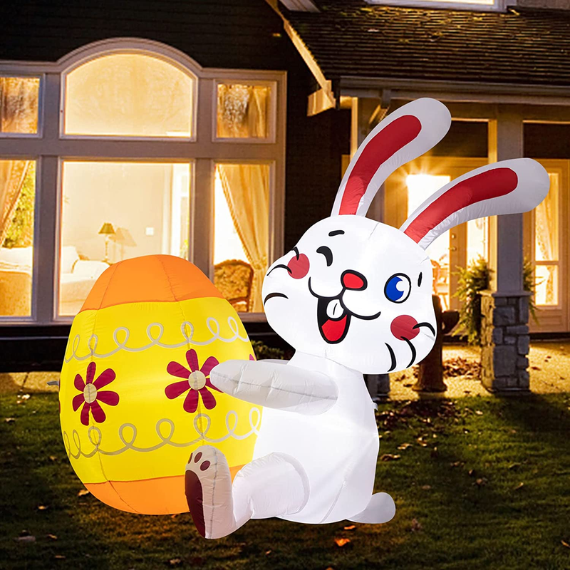 Easter Inflatable Outdoor Decorations 7 Ft Long Easter Egg Inflatable with Build-In Leds Blow up Inflatables for Easter Holiday Party Indoor, Outdoor, Yard, Garden, Lawn Decor (Easter Eggs) Home & Garden > Decor > Seasonal & Holiday Decorations Oyydecor Easter Bunny & Eggs  