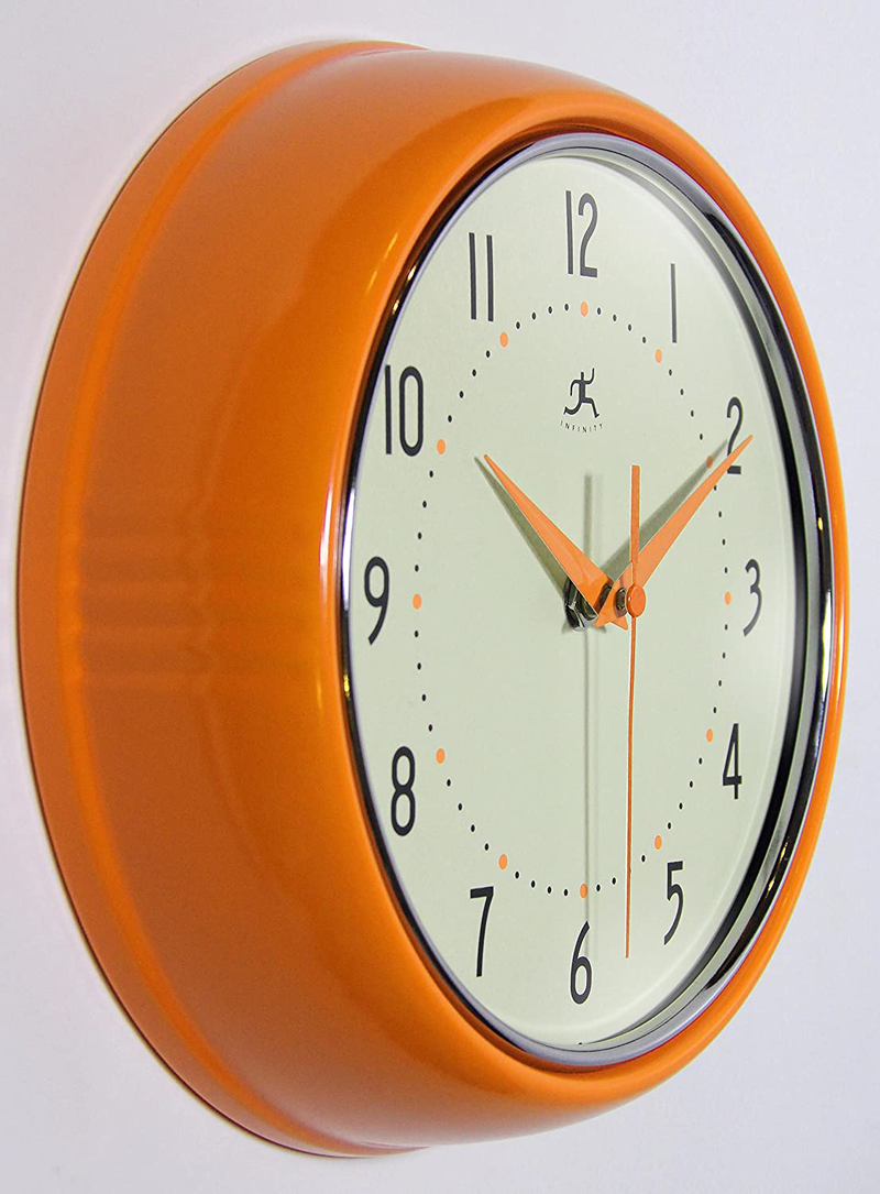 Infinity Instruments Orange Retro 9.5-Inch Metal Wall Clock Home & Garden > Decor > Clocks > Wall Clocks Infinity Instruments   