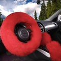 Yontree Fashion Fluffy Steering Wheel Covers for Women/Girls/Ladies Australia Pure Wool 15 Inch 1 Set 3 Pcs (Black) Vehicles & Parts > Vehicle Parts & Accessories > Vehicle Maintenance, Care & Decor > Vehicle Decor > Vehicle Steering Wheel Covers Yontree Red Long Hair 