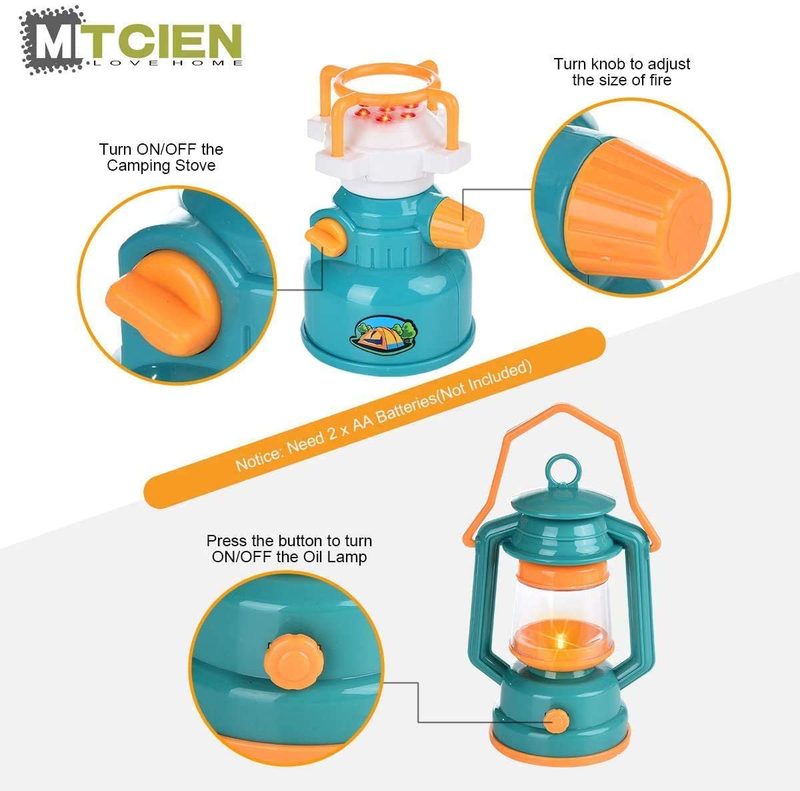 Mitcien Kids Camping Tent Gear Set Pop up Play Tent with Pretend BBQ Toys Camping Tools for Toddlers Boys Girls for Indoor and Outdoor