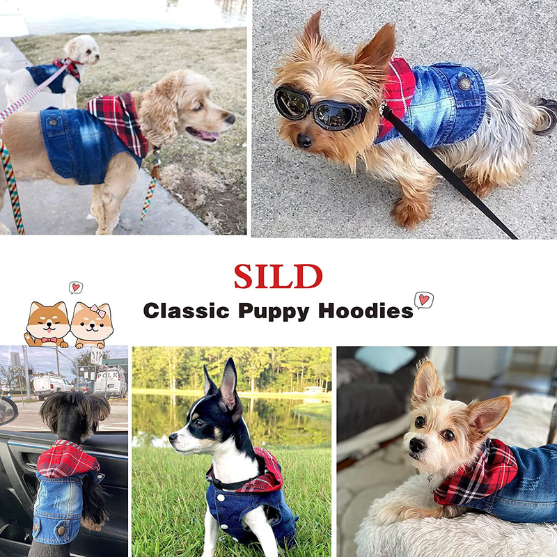 SILD Pet Clothes Dog Jeans Jacket Cool Blue Denim Coat Small Medium Dogs Lapel Vests Classic Hoodies Puppy Blue Vintage Washed Clothes Animals & Pet Supplies > Pet Supplies > Dog Supplies > Dog Apparel SILD   