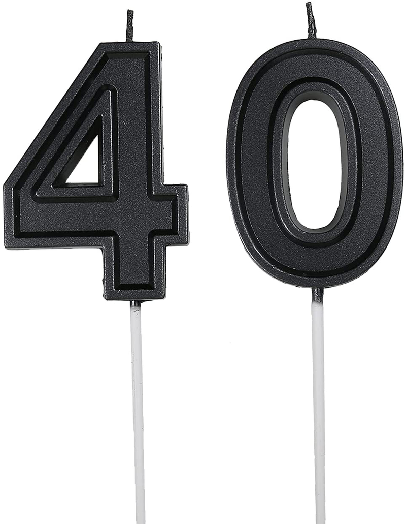 Qj-solar 2.76 inch Gold Number 40 Birthday Candles,40th Cake Topper for Birthday Decorations Home & Garden > Decor > Home Fragrances > Candles Qj-solar Black  