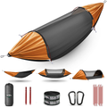 ETROL Camping Hammock with Mosquito Net,Double & Single Hammock Upgrade 3 in 1 Function Portable Hammocks for Indoor Outdoor Hiking Patio Travel - 2 Tree Straps 2 Carabiners 2 Aluminium Bent Poles Sporting Goods > Outdoor Recreation > Camping & Hiking > Mosquito Nets & Insect Screens ETROL Black & Orange  
