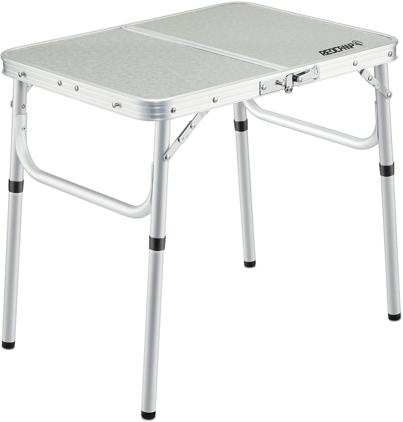 REDCAMP Aluminum Folding Table 4 Foot, Adjustable Height Lightweight Portable Camping Table for Picnic Beach Outdoor Indoor, White 48 X 24 Inches Sporting Goods > Outdoor Recreation > Camping & Hiking > Camp Furniture REDCAMP 2-Feet (2 heights 10"/19" short)  