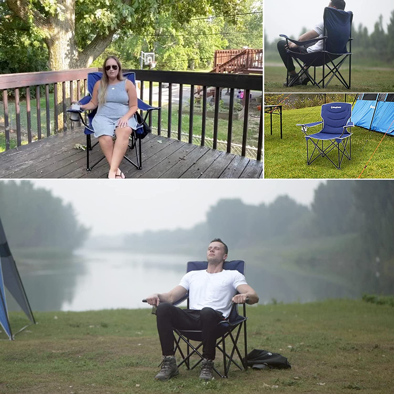 Kingcamp Oversized Camping Chairs Upgraded Widen Seat Padded Backrest Armrest Heavy Duty Camping Chairs Lawn Chairs Folding Outdoor Sports Chairs for Adults with Cup Holder Supports 300 Lbs Sporting Goods > Outdoor Recreation > Camping & Hiking > Camp Furniture KingCamp   
