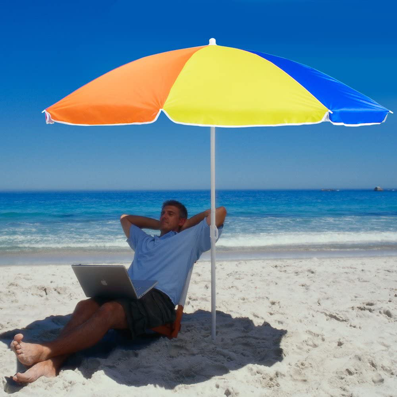 Sol Coastal 6-Foot Rainbow Beach and Patio Umbrella with Adjustable Height