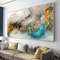 LLNN Light Gray Blue Yellow Cloud Abstract Canvas Frames - Canvas Painting Wall Art Print Poster for Living Room Decoration 50X100Cm with Frame Home & Garden > Decor > Artwork > Posters, Prints, & Visual Artwork LLNN With Frame 86 x 193 cm 