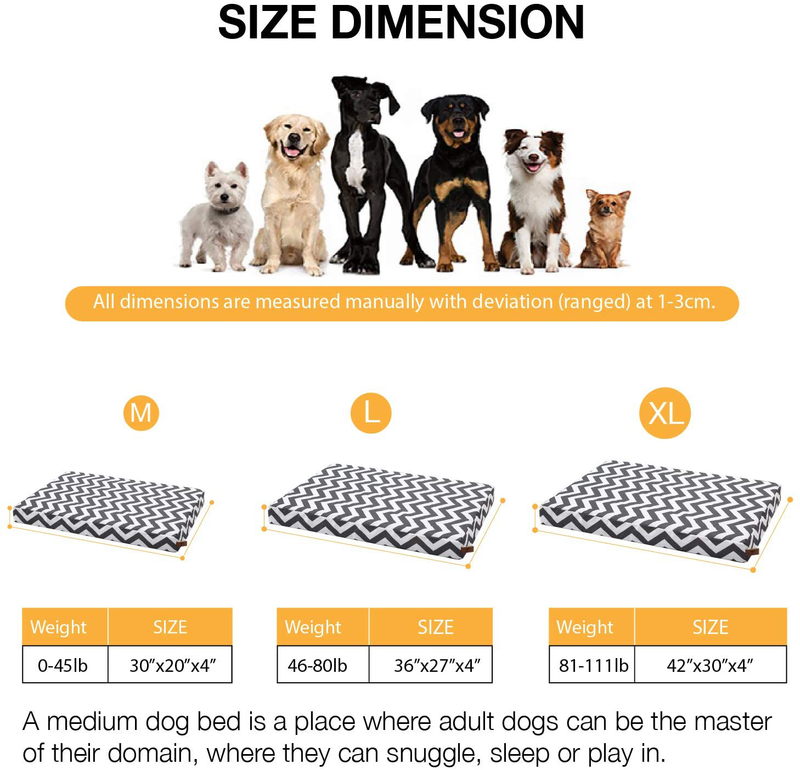 Tempcore Large Dog Bed (M/L/XL) for Small, Medium, Large Dogs up to 50/80/110Lbs -Waterproof Dog Bed with Removable Washable Cover - Orthopedic Egg Crate Foam Water Resistant Pet Mat  Tempcore   