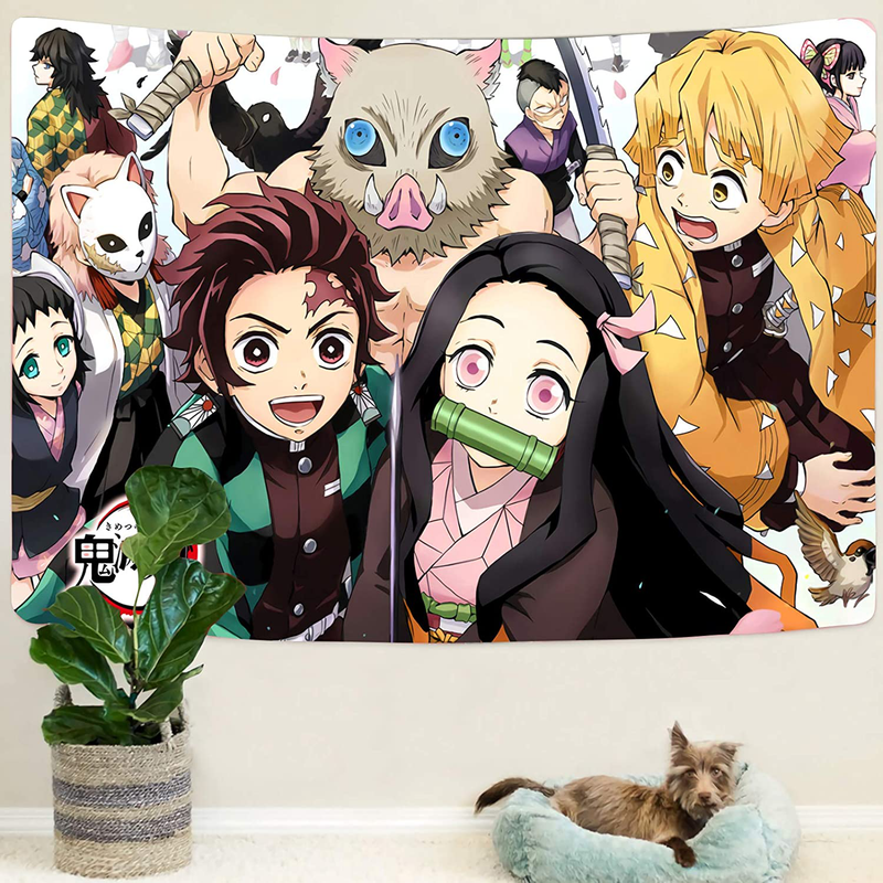 Demon Slayer Tapestry-Demon Slayer Poster-Anime Tapestry-Anime Birthday Decoration, Which Can Be Hung In The Living Room And Bedroom 60x80 Inches Home & Garden > Decor > Artwork > Decorative TapestriesHome & Garden > Decor > Artwork > Decorative Tapestries Timimo   