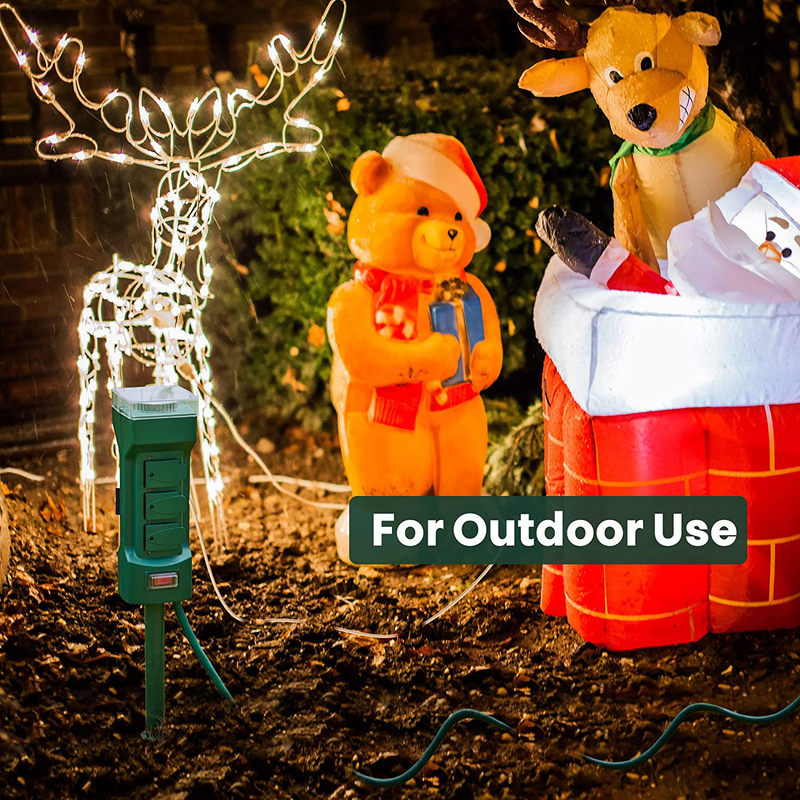 SUPERDANNY Outdoor Power Stake Timer with 10Ft Extension Cord, 6 AC Outlets, ETL Listed Waterproof Electric Strip Automatic Light Switch Timer with Protective Cover for Yard Pond Christmas Party Home & Garden > Lighting Accessories > Lighting Timers SUPERDANNY   