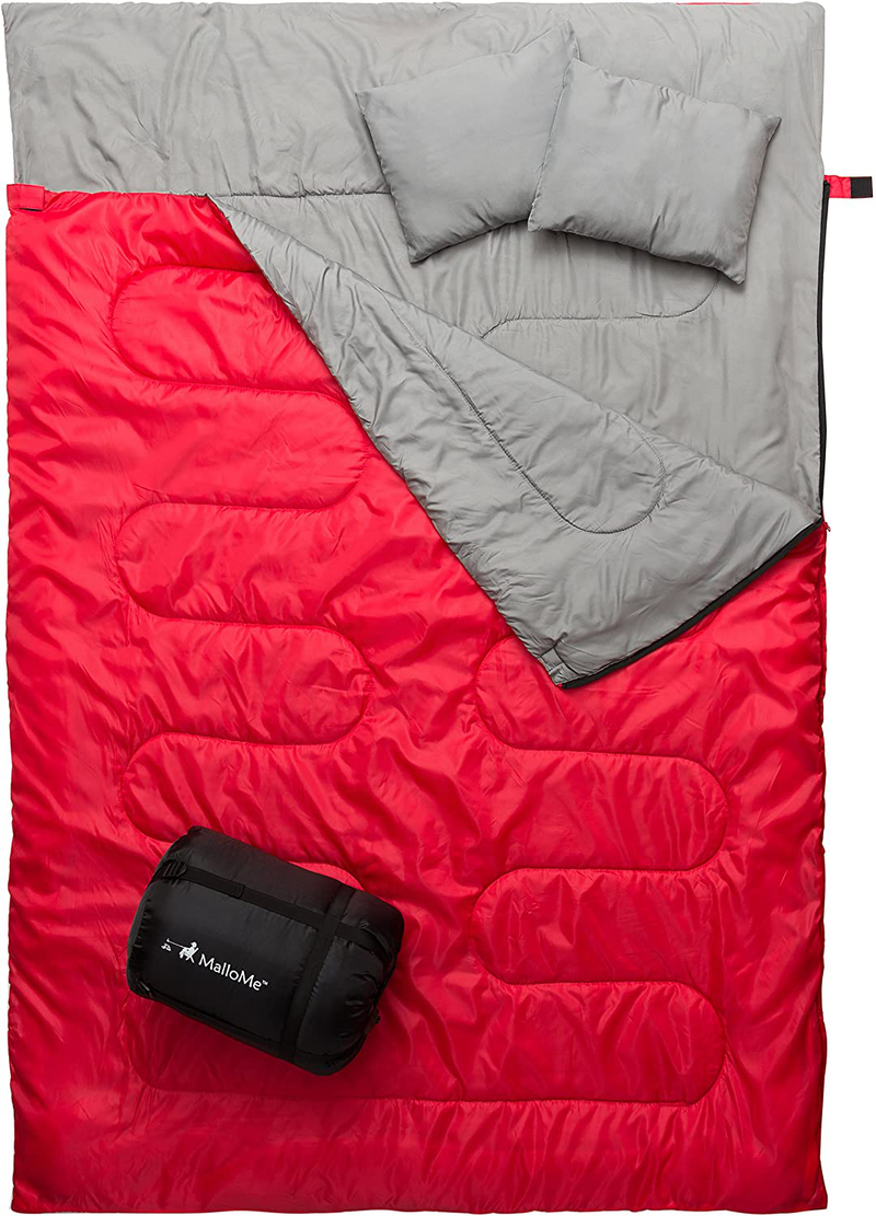 Mallome Sleeping Bags for Adults Kids & Toddler - Camping Accessories Backpacking Gear for Cold Weather & Warm - Lightweight Equipment with Ultralight Compact Bag - Girls Boys Single & Double Person Sporting Goods > Outdoor Recreation > Camping & Hiking > Sleeping BagsSporting Goods > Outdoor Recreation > Camping & Hiking > Sleeping Bags MalloMe Ruby Red Double - 59in x 86.6" 