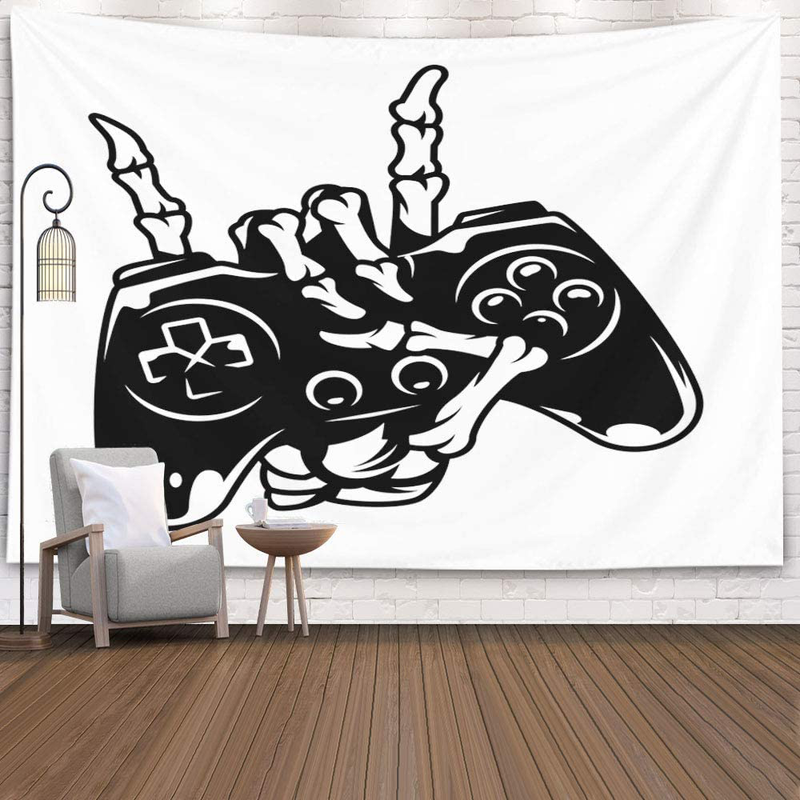 Crannel Gaming Wall Tapestry, Conceptual Abstraction Modern Controller Realistic Game Wireless Mockup Tapestry 80x60 Inches Wall Art Tapestries Hanging Dorm Room Living Home Decorative,Black Blue Home & Garden > Decor > Artwork > Decorative TapestriesHome & Garden > Decor > Artwork > Decorative Tapestries Crannel White Black 92.5" L x 70.9" W 