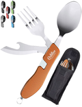 Orblue 4-In-1 Camping Utensils, 2-Pack, Portable Stainless Steel Spoon, Fork, Knife & Bottle Opener Combo Set - Travel, Backpacking Cutlery Multitool Sporting Goods > Outdoor Recreation > Camping & Hiking > Camping Tools Orblue Orange  